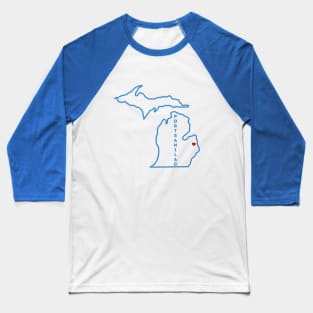 Port Sanilac MI Love (Blue) Baseball T-Shirt
